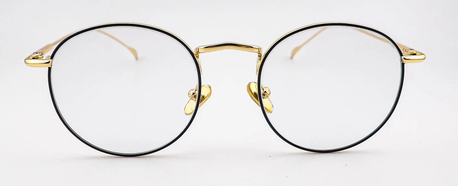 Tijn Henk Black Gold Round Eyeglasses Frames 50-17-141