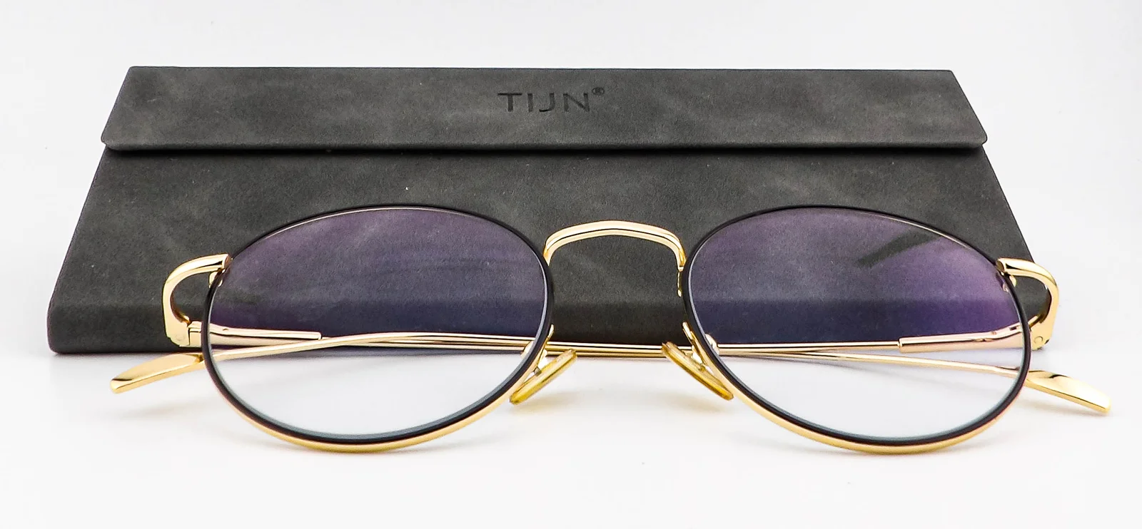 Tijn Henk Black Gold Round Eyeglasses Frames 50-17-141 2